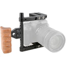 CAMVATE Camera Half Cage with Wooden Handgrip for Select DSLRs (Right-Sided)