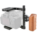 CAMVATE Camera Half Cage with Wooden Handgrip for Select DSLRs (Right-Sided)