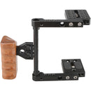 CAMVATE Camera Half Cage with Wooden Handgrip for Select DSLRs (Right-Sided)
