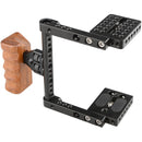 CAMVATE Camera Half Cage with Wooden Handgrip for Select DSLRs (Right-Sided)