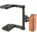 CAMVATE Camera Half Cage with Wooden Handgrip for Select DSLRs (Right-Sided)