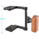CAMVATE Camera Half Cage with Wooden Handgrip for Select DSLRs (Right-Sided)