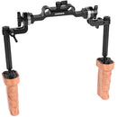 CAMVATE Wood Handgrip Kit with Built-In Ball Head Connection and 15mm Rosette Rod Clamp