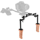 CAMVATE Wood Handgrip Kit with Built-In Ball Head Connection and 15mm Rosette Rod Clamp