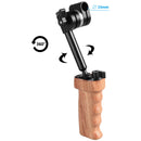 CAMVATE Wooden Handgrip with Built-In Ball Head Connection and 15mm Double Rod Clamp for Camera Cage Kit