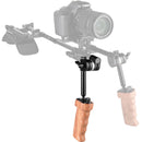CAMVATE Wooden Handgrip with Built-In Ball Head Connection and 15mm Double Rod Clamp for Camera Cage Kit