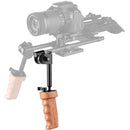 CAMVATE Wooden Handgrip with Built-In Ball Head Connection and 15mm Double Rod Clamp for Camera Cage Kit