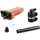 CAMVATE Wooden Handgrip with Built-In Ball Head Connection and 15mm Double Rod Clamp for Camera Cage Kit