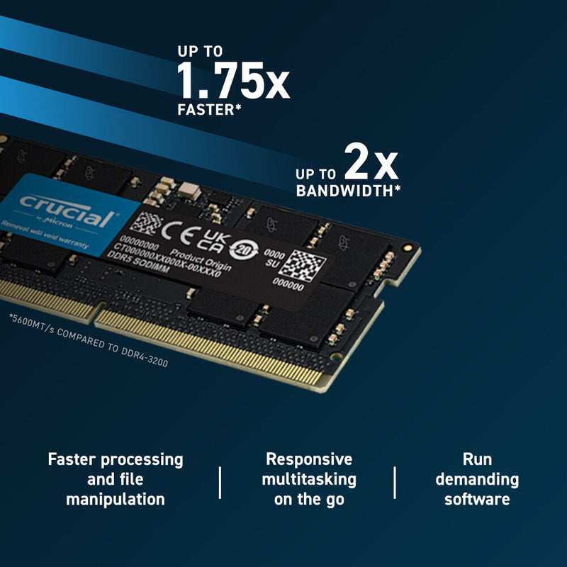 Crucial 64GB Laptop DDR5 5200 MHz SO-DIMM Memory Kit (2 x 32GB)