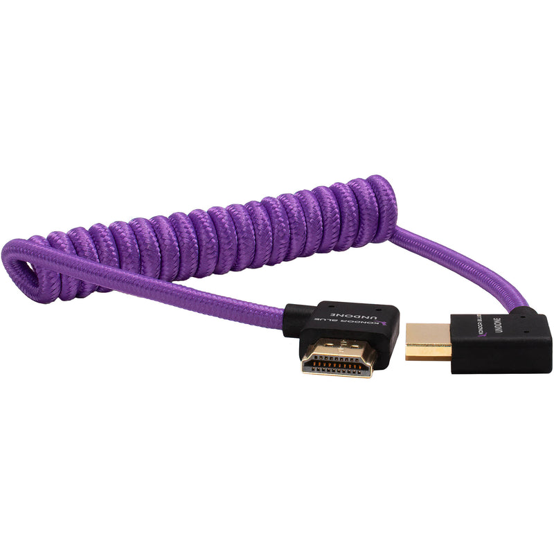 Kondor Blue Gerald Undone Coiled Right-Angle High-Speed HDMI Cable (Purple, 12 to 24")