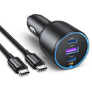 UGREEN 130W 3-Port USB Car Charger with USB-C Cable