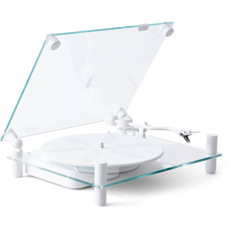 Transparent TT-W Manual Two-Speed Turntable with Bluetooth (White)