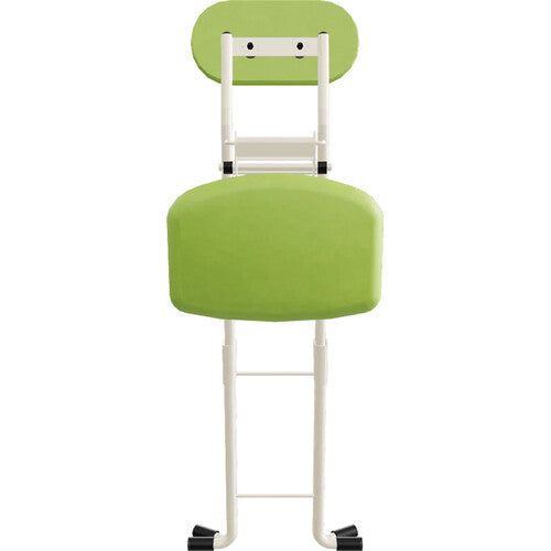 PLATEAU CHAIRS MESA Series Folding Chair with Lime Vinyl Leather Seat & Ivory Frame