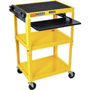 Luxor Adjustable-Height Steel Utility Cart With Keyboard Tray (Yellow)