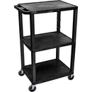 Luxor Three-Shelf Plastic Utility Cart 42" (Black, Electric)