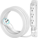 Maximm Cable 3-Outlet Power Extension Cord with 360° Rotating Flat Plug (White, 10')