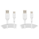 Belkin BoostCharge USB-A to USB-C Cable (3.3', White, 2-Pack)