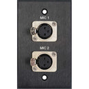 TecNec Board Room 1-Gang Wall Plate with 2 Female Neutrik 3-Pin XLR (Black)