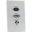TecNec Board Room 1-Gang Wall Plate with Female HDMI, Female VGA & Female 3.5mm Stereo Jack (Clear)