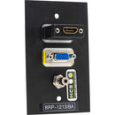 TecNec Board Room 1-Gang Wall Plate with Female HDMI, Female VGA & Female 3.5mm Stereo Jack (Black)