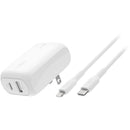 Belkin BoostCharge 42W 2-Port USB Wall Charger with USB-C to Lightning Cable