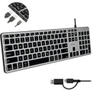Macally Dual Connection Backlit Keyboard with Built-In USB Hub for Mac