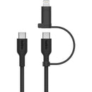 Belkin BoostCharge Pro 2-in-1 Cable with USB-C and Lightning Connector (Black, 5')