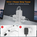 Tessan 12-Outlet Tower Surge Protector with 3 USB Ports (6')