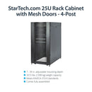 StarTech 4-Post Lockable 19" Server Rack Cabinet for Computer / AV / IT Equipment, Office / Home Network (Black, 25 RU)