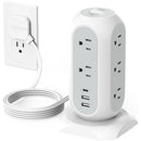 Tessan 11-Outlet Tower Surge Protector with 3 USB Ports (Grey, 6')