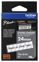 BROTHER TZE-S151 TAPE, BLACK ON CLEAR, 24MM