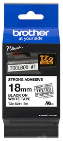 BROTHER TZES241 TAPE, LABEL PRINTER, BLK/WHT, 8MX18MM GTIN UPC EAN: 4977766692175