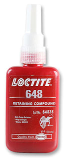 LOCTITE 648, 50ML Adhesive, Retaining, High Strength, Low Viscosity, Green, Bottle, 50 ml
