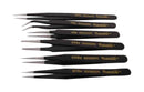 DURATOOL JS-555T Tweezers Set, 6 Pieces, 2A, 3C, OO, 7, SS, 4, Stainless Steel Body