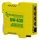 BRAINBOXES SW-535 Switch, 5 Ports, Industrial, Unmanaged PoE Gigabit Ethernet, DIN Rail, RJ45 x 5 GTIN UPC EAN: 0837324005073