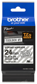BROTHER TZES151 TAPE, LABEL PRINTER, BLK/CLR, 8MX24MM GTIN UPC EAN: 4977766692649