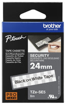 BROTHER TZESE5 TAPE, LABEL PRINTER, BLK/WHT, 8MX24MM GTIN UPC EAN: 4977766766869