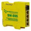 BRAINBOXES SW-595 Switch, 5 Ports, Industrial, Unmanaged PoE Gigabit Ethernet, DIN Rail, RJ45 x 4, SFP x 1 GTIN UPC EAN: 0837324005080