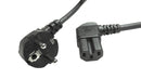 MULTICOMP PRO GW-151849 Mains Power Cord, 10/16A, 90° CEE 7/7 Plug to 90° IEC 60320-1 C15, 3 m, 250 V, Black