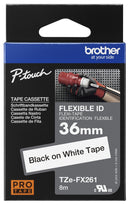 BROTHER TZEFX261 TAPE, LABEL PRINTER, BLK/WHT, 8MX36MM GTIN UPC EAN: 4977766683722