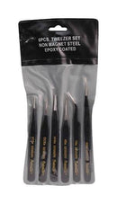 DURATOOL JS-555T Tweezers Set, 6 Pieces, 2A, 3C, OO, 7, SS, 4, Stainless Steel Body