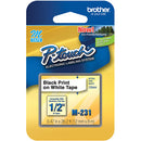 Brother 0.47" Black on White "M" Labeling Tape (26.2', One Roll)