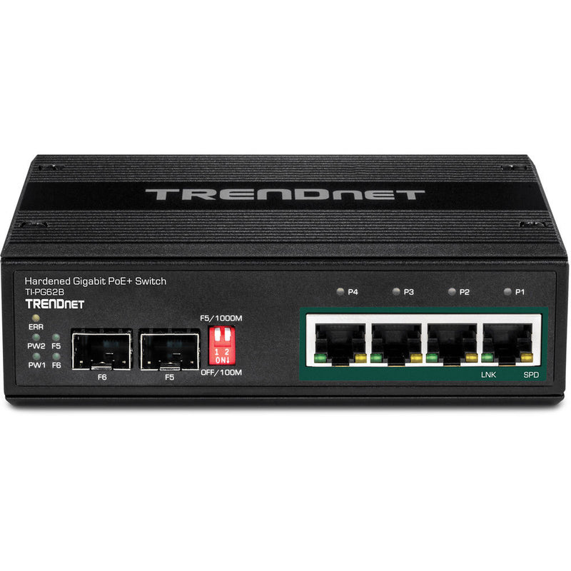 TRENDnet 6-Port Industrial Gigabit PoE+ Din-Rail Switch 12 - 56 V