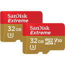 SanDisk 32GB Extreme UHS-I microSDHC Memory Card with SD Adapter (2-Pack)