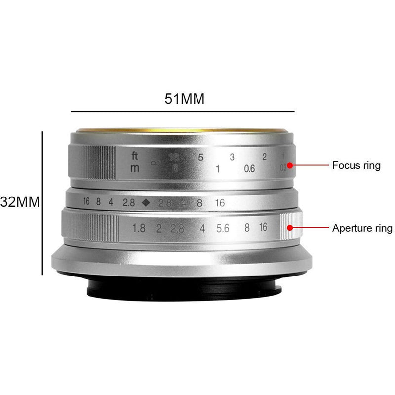 7artisans Photoelectric 25mm f/1.8 Lens for Fujifilm X-Mount Cameras (Silver)