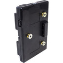 Hawk-Woods gold mount fitting plate to dual V-Lok camera plate for the mini V-Lok battery system (Lemo)