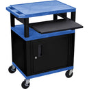 Luxor 34" A/V Cart with Locking Cabinet and Three Shelves (Blue and Black)