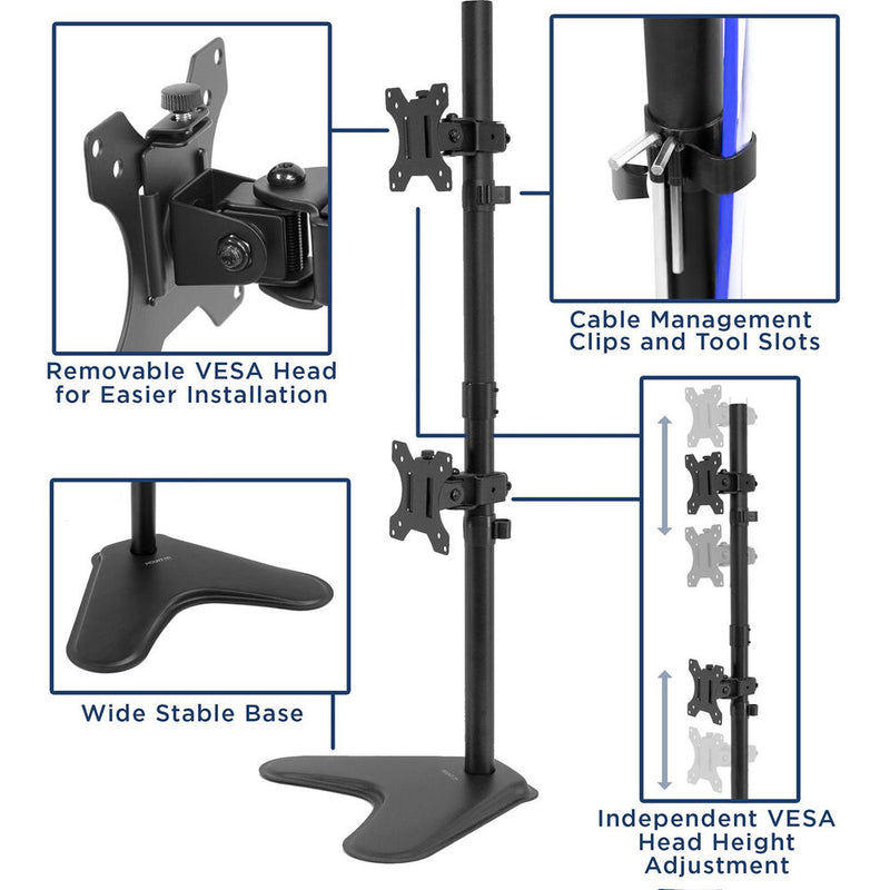 Mount-It! MI-1758 Vertical Dual Monitor Stand for 24" to 32" Displays
