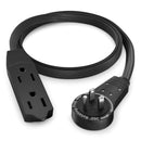 Maximm Cable Original Style 360° Rotating Flat Plug Extension Cord (2', Black)