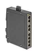 HARTING 24 03 008 0000 Switch, 8 Ports, Industrial, Unmanaged Fast Ethernet, DIN Rail, RJ45 x 8, 10Mbps, 100Mbps